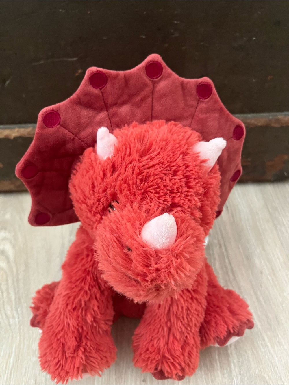Red Triceratops Warmies Kid’s Stiffed Animal - Picture 2 of 9